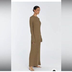 DISSH ADA KHAKI LONG SLEEVE MIDI DRESS - S